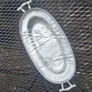 Everlast Forged Aluminum B41 Oval Bamboo Design Vintage Serving Tray